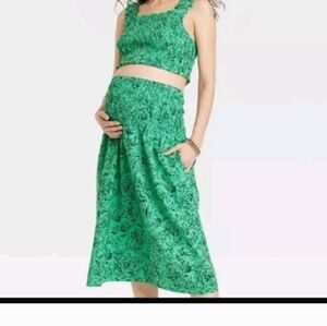 ❤️10/$40 New Green Floral Maternity Skirt And Top Set